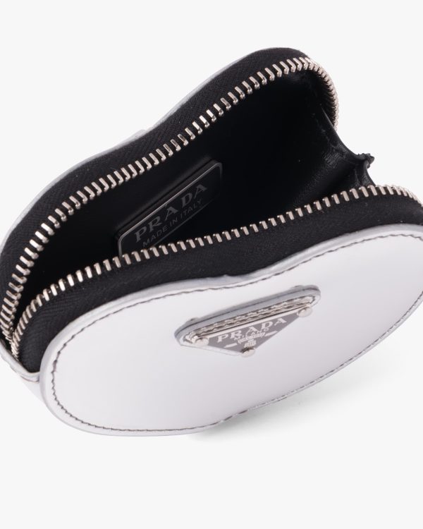 Silver Brushed leather heart mini-pouch - Image 3