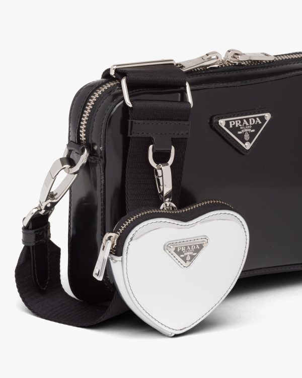 Silver Brushed leather heart mini-pouch - Image 4