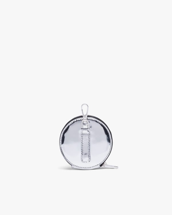 Silver Brushed leather round mini-pouch - Image 2