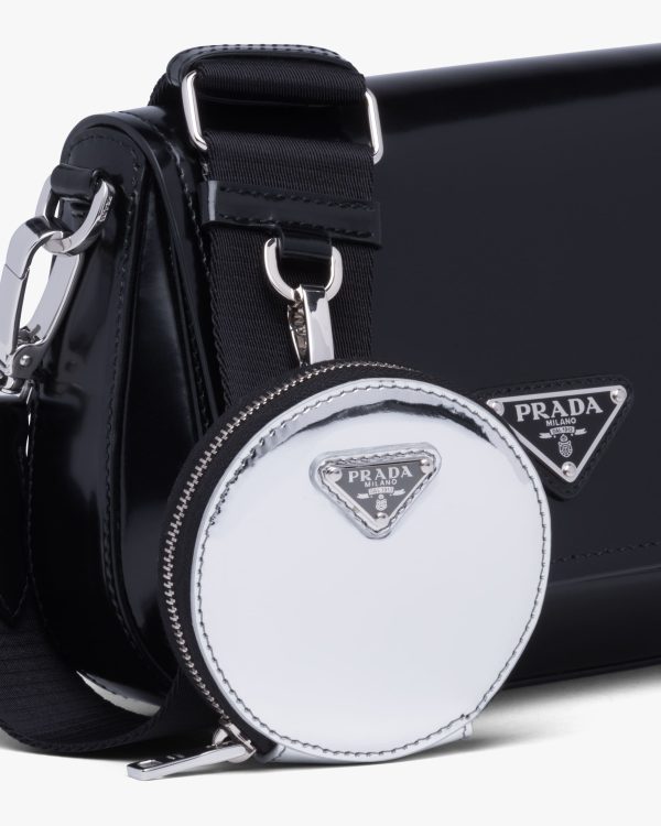 Silver Brushed leather round mini-pouch - Image 3