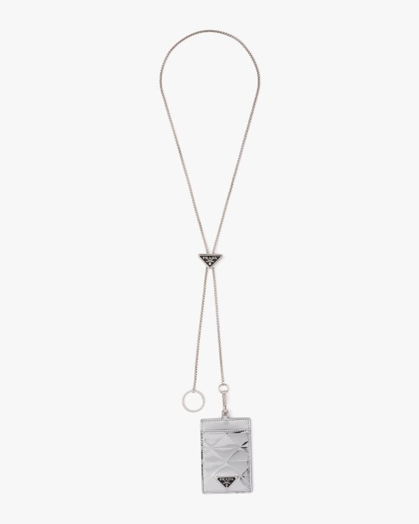 Silver Metallic leather badge holder