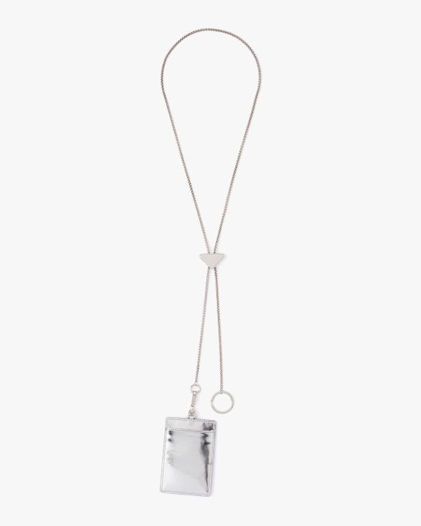 Silver Metallic leather badge holder - Image 3