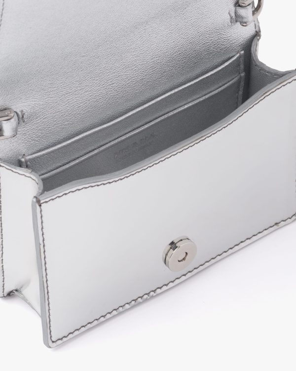 Silver Metallic leather card holder with shoulder strap - Image 4