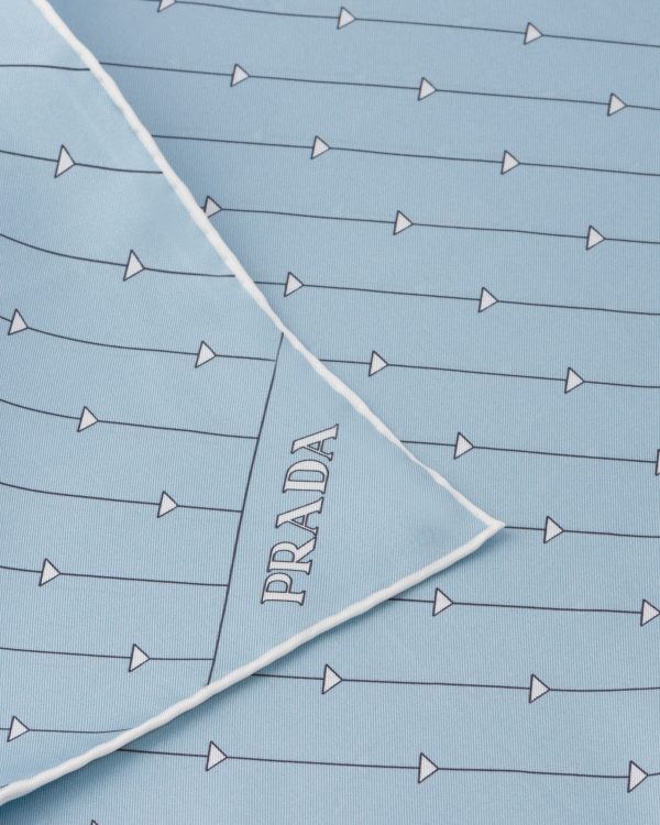 Sky Blue/white Printed twill scarf - Image 2
