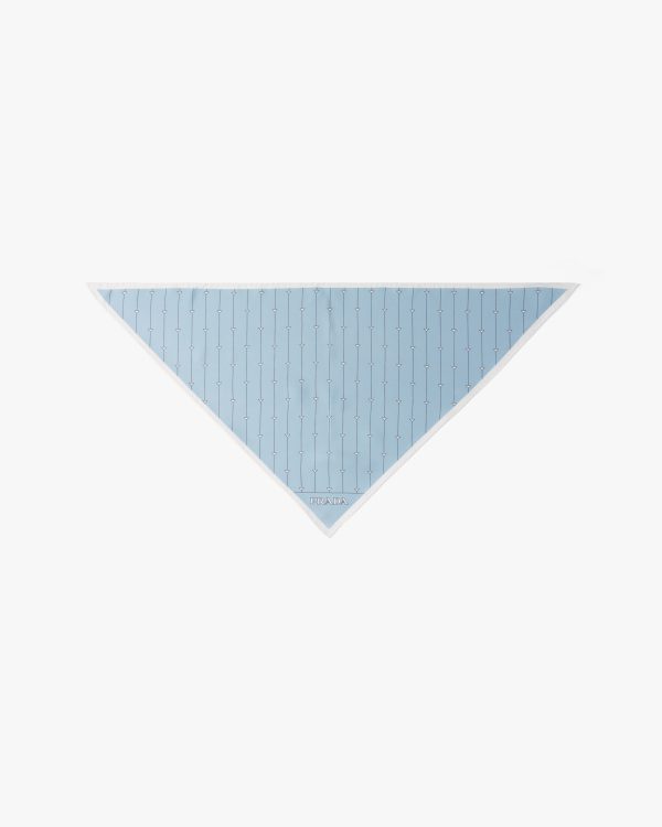 Sky Blue/white Printed twill scarf