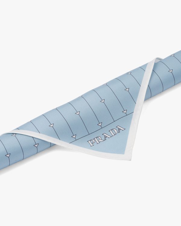 Sky Blue/white Printed twill scarf - Image 2