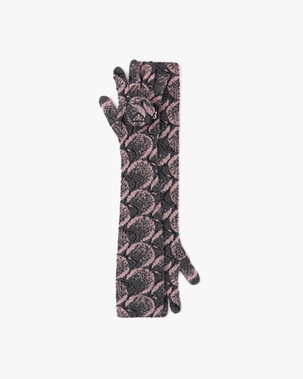 Slate/petal Superfine wool jacquard gloves