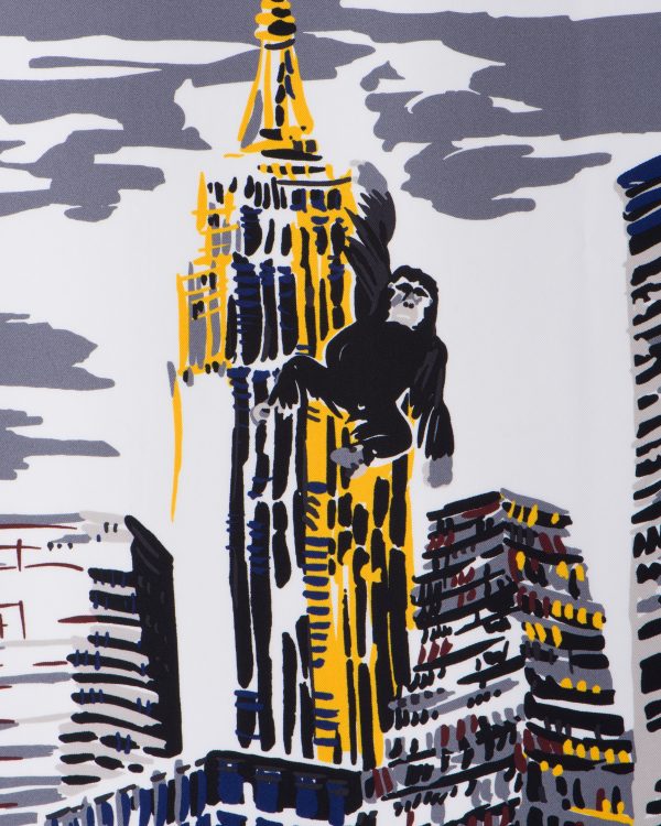 Steel Gray Pittoresque New York printed 90 silk foulard - Image 2