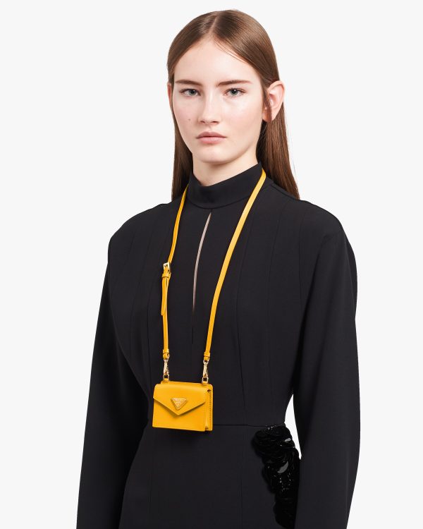Sunny Yellow Saffiano Leather Card Holder - Image 3
