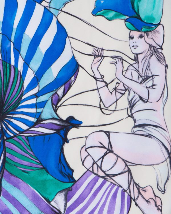 Turquoise Fantasy 55 silk foulard - Image 2