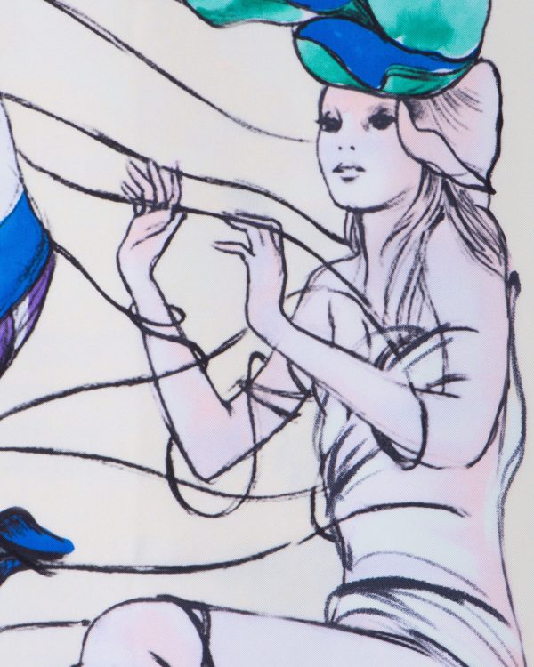 Turquoise Fantasy 90 silk foulard - Image 2