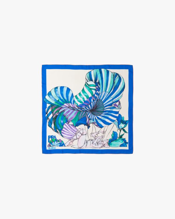 Turquoise Fantasy 90 silk foulard - Image 3