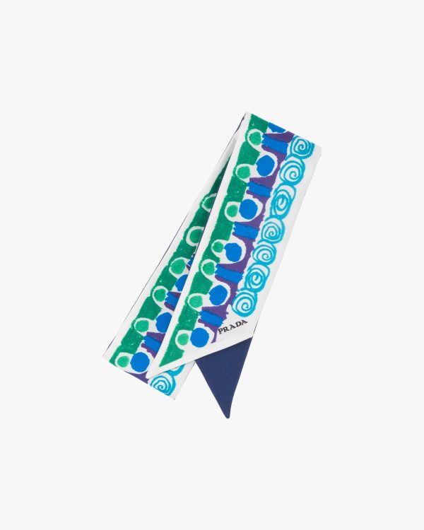 Turquoise Pittoresque print silk ribbon