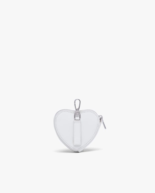 White Brushed leather heart mini-pouch - Image 2