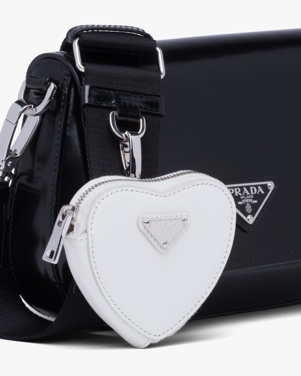 White Brushed leather heart mini-pouch - Image 3
