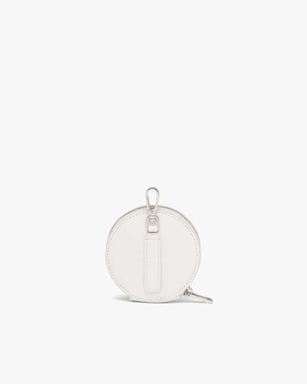 White Brushed leather round mini-pouch - Image 2