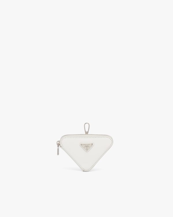 White Brushed leather triangle mini-pouch