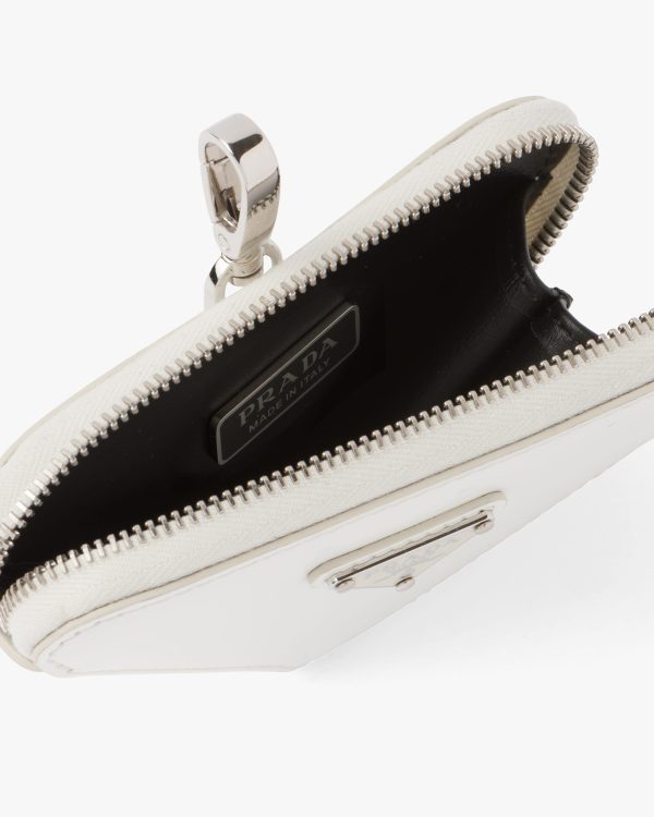 White Brushed leather triangle mini-pouch - Image 3