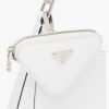White Brushed leather triangle mini-pouch - Image 4