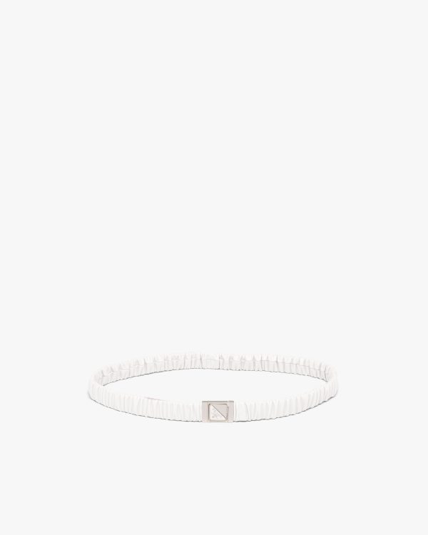 White Elasticized nappa leather belt