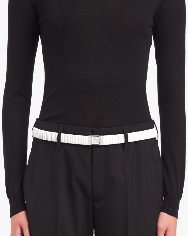 White Elasticized nappa leather belt - Image 2