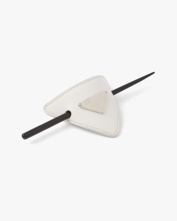 White Leather hair clip - Image 3