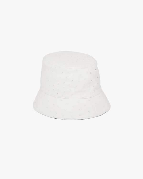 White Ostrich leather bucket hat - Image 3