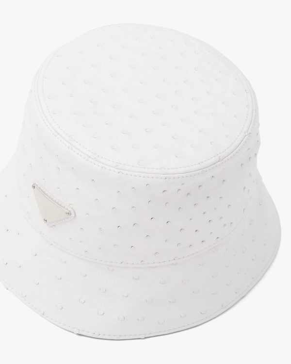 White Ostrich leather bucket hat - Image 4