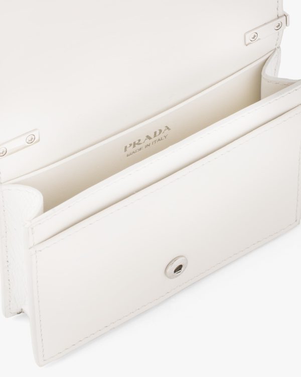 White Ostrich leather card holder with shoulder strap - Image 4