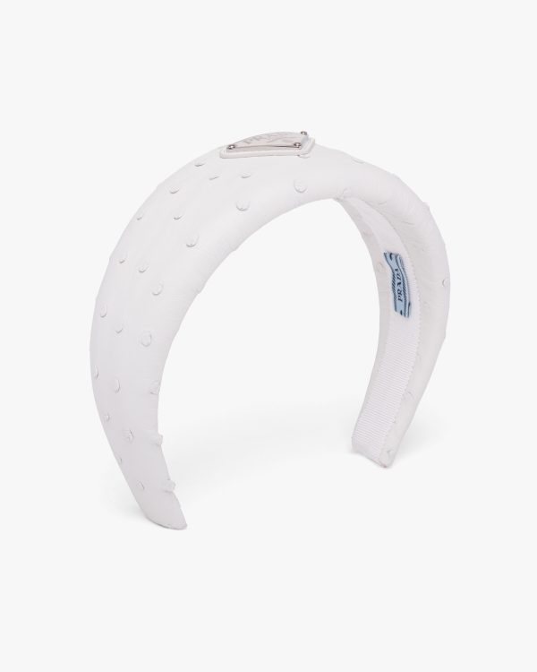 White Ostrich leather headband