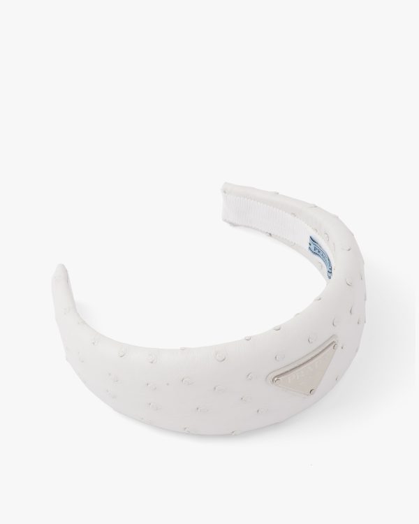 White Ostrich leather headband - Image 2