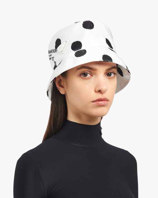 White Printed Re-Nylon bucket hat - Image 2