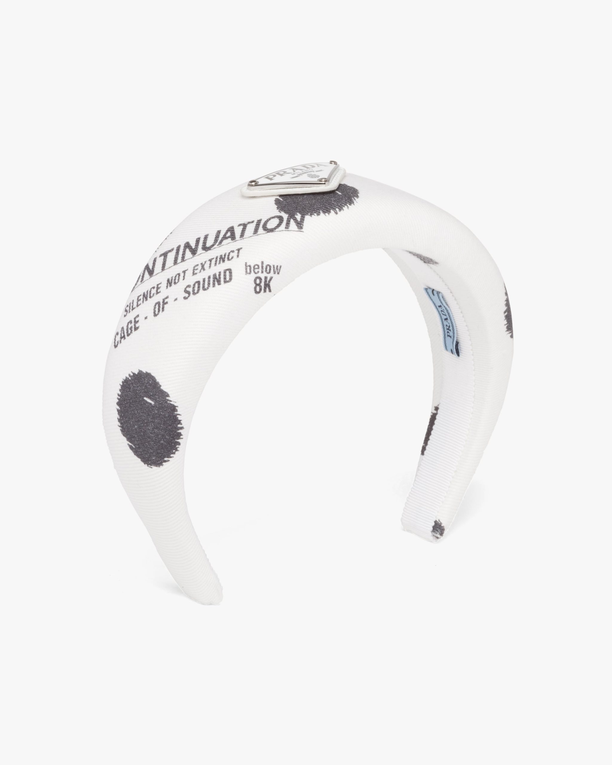 White Printed Re-Nylon headband - Fake Prada Store