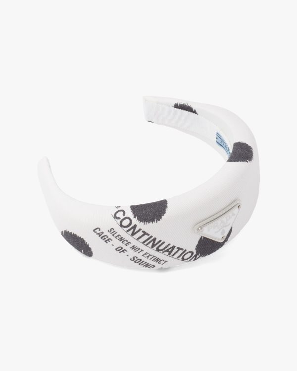 White Printed Re-Nylon headband - Image 3