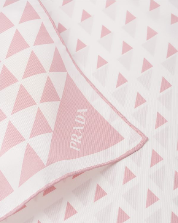 White/alabaster Pink Printed twill scarf - Image 2