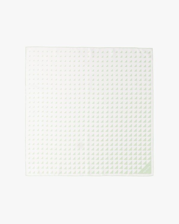 White/aqua Printed twill scarf - Image 3
