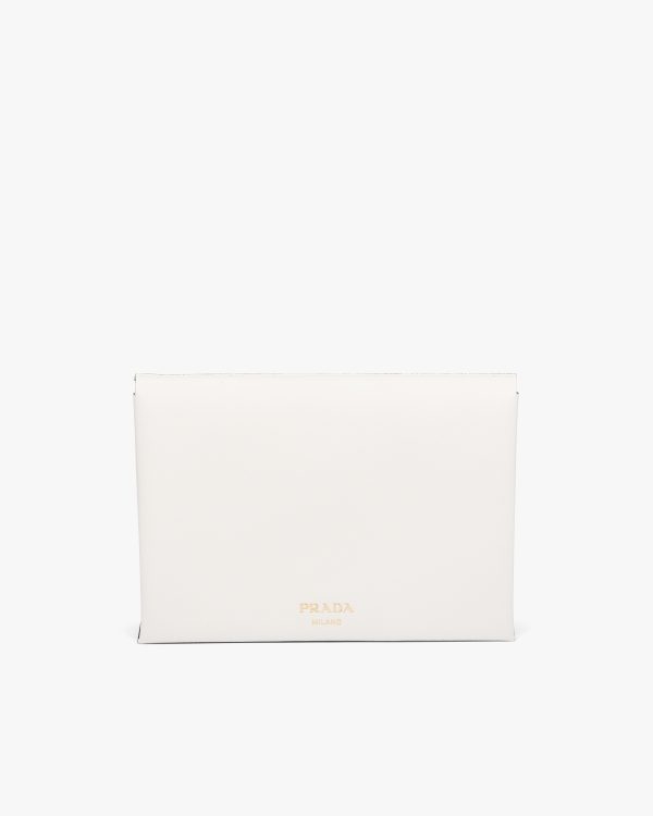 White/black Small Saffiano leather document holder
