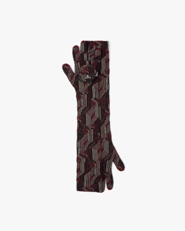 Wine/sage Superfine wool jacquard gloves