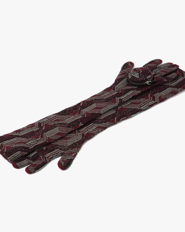 Wine/sage Superfine wool jacquard gloves - Image 3