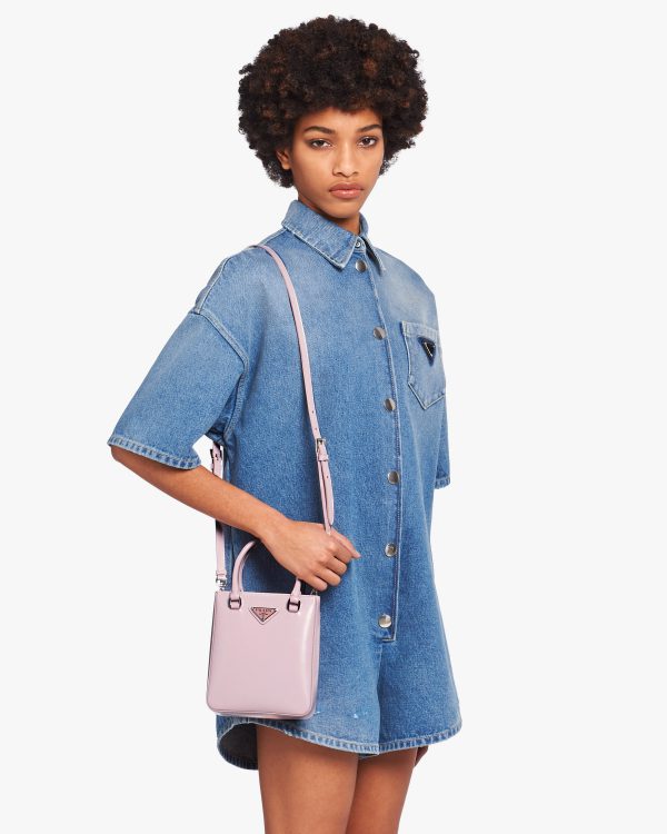 Alabaster Pink Small brushed leather tote - Image 2