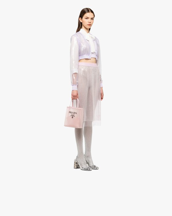Alabaster Pink Small sequined mesh tote bag - Image 2