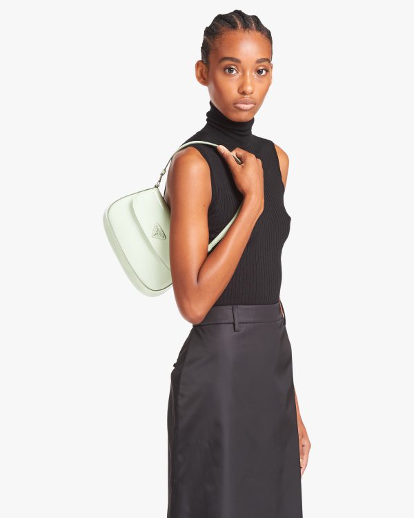 Aqua Prada Cleo brushed leather shoulder bag with flap - Image 2
