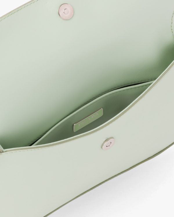 Aqua Prada Cleo brushed leather shoulder bag with flap - Image 5