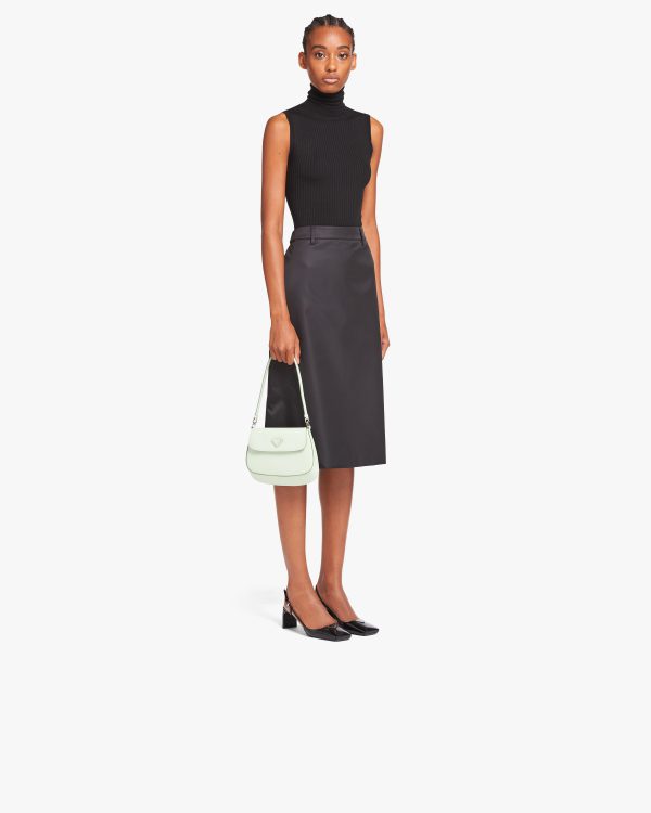 Aqua Prada Cleo brushed leather shoulder bag with flap - Image 7
