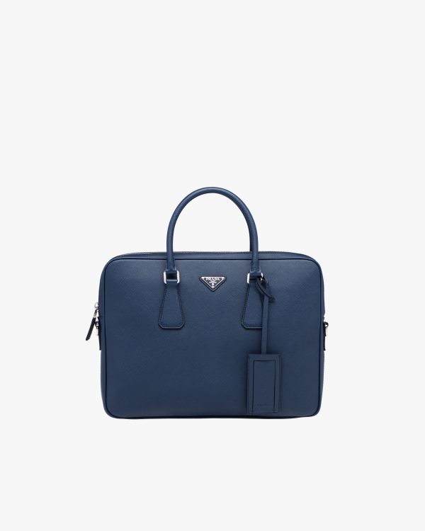 Baltic Blue Saffiano Leather Work Bag