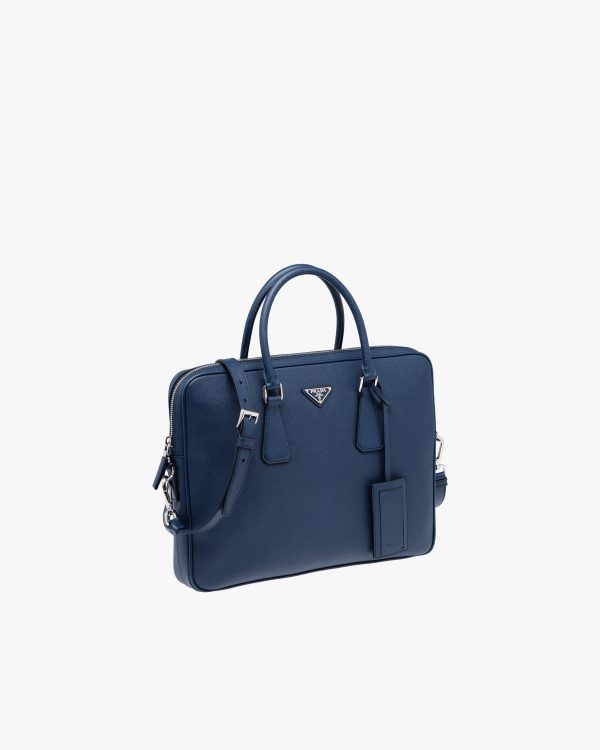 Baltic Blue Saffiano Leather Work Bag - Image 2
