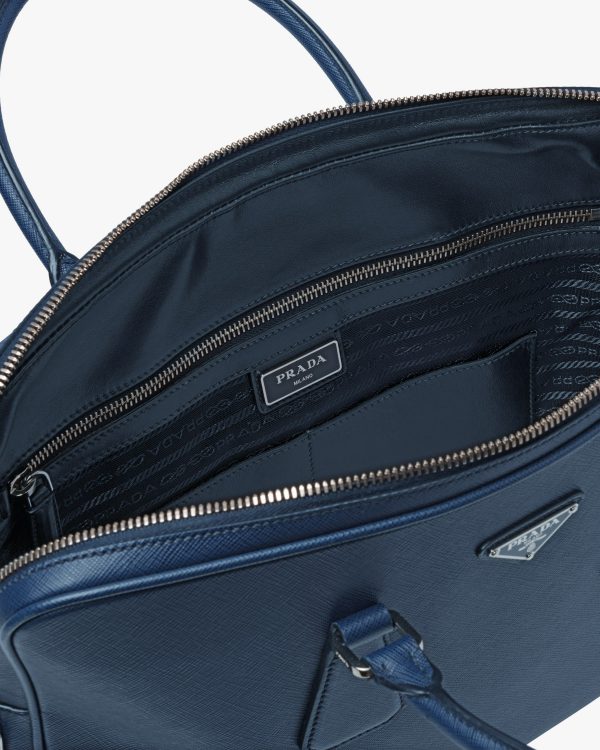 Baltic Blue Saffiano Leather Work Bag - Image 5