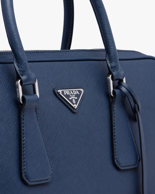 Baltic Blue Saffiano Leather Work Bag - Image 6
