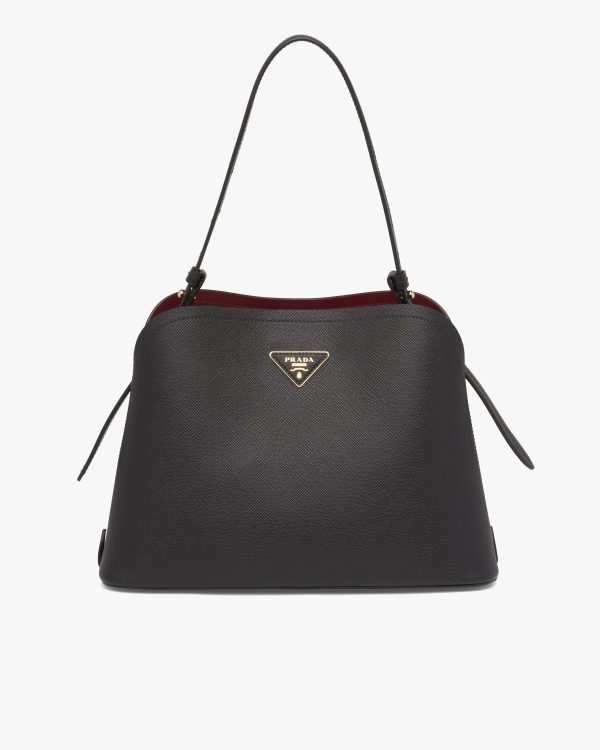 Black/ Cerise Saffiano Leather Prada Matinee Bag