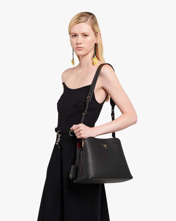 Black/ Cerise Saffiano Leather Prada Matinee Bag - Image 2